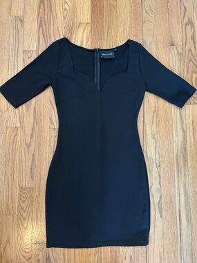 MINKPINK Black Fitted Mini Dress with Notch Neck